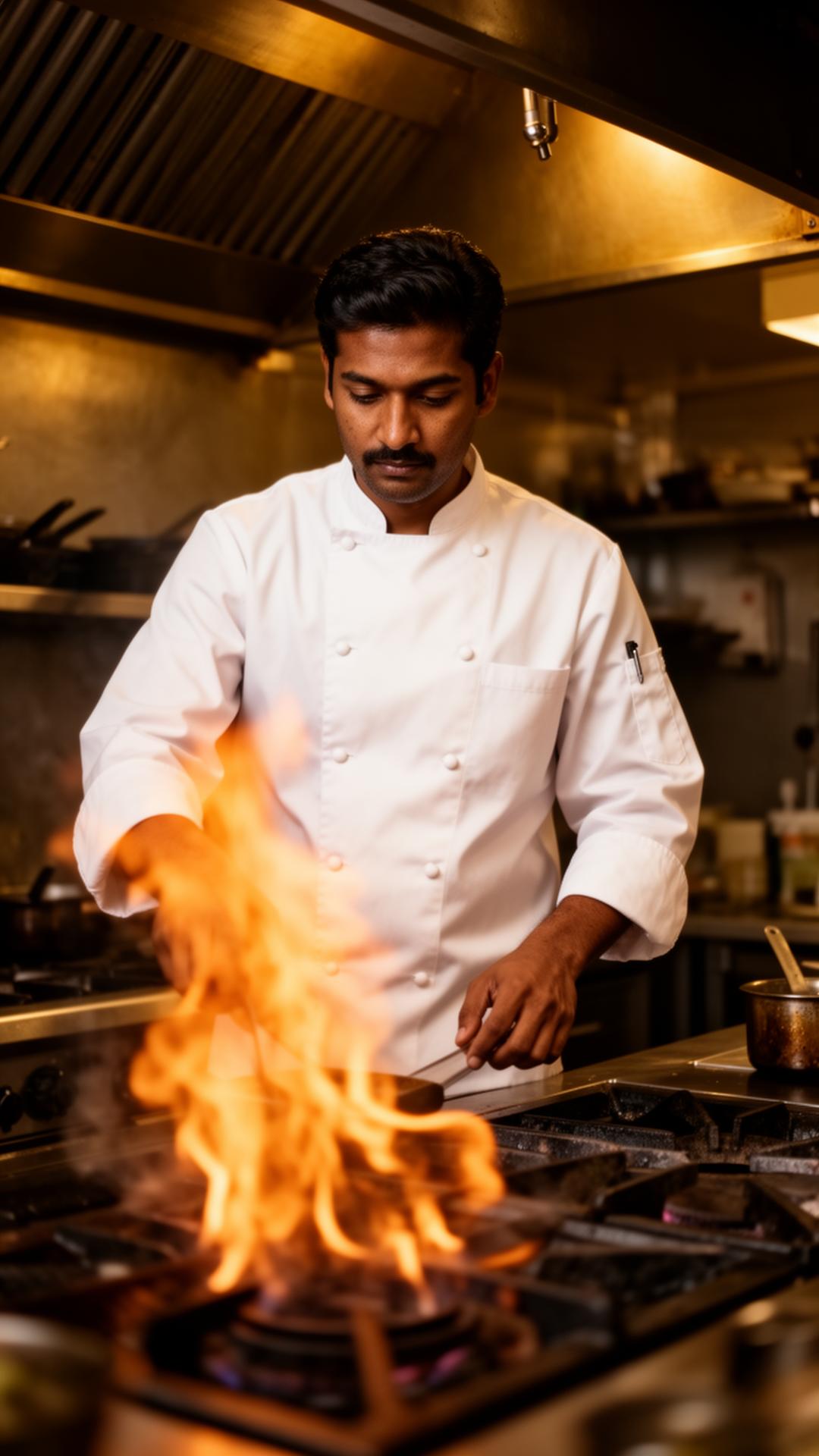 Chef Arman Rasheed at the pass